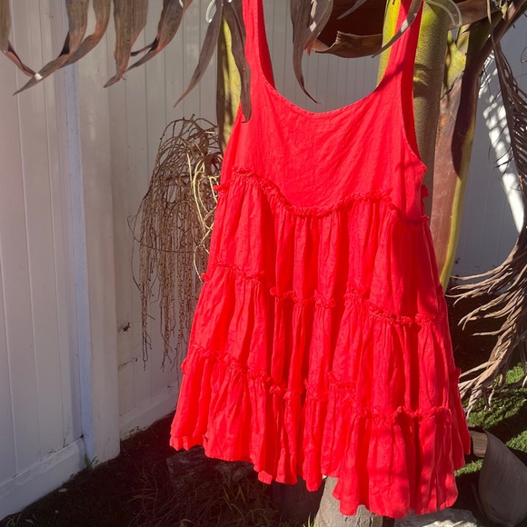 Left On Friday Half Day Ruffle Tier Linen Dress - Picture 15 of 15